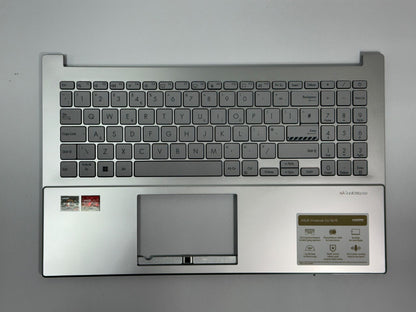 New Asus VivoBook Go 15 E1504FA Laptop Palmrest Upper Case & Keyboard Silver UK Layout