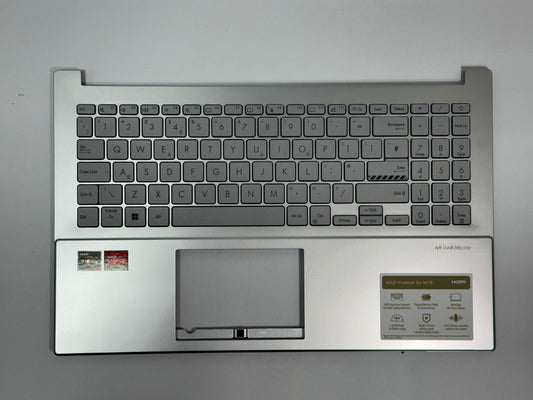 New Asus VivoBook Go 15 E1504FA Laptop Palmrest Upper Case & Keyboard Silver UK Layout